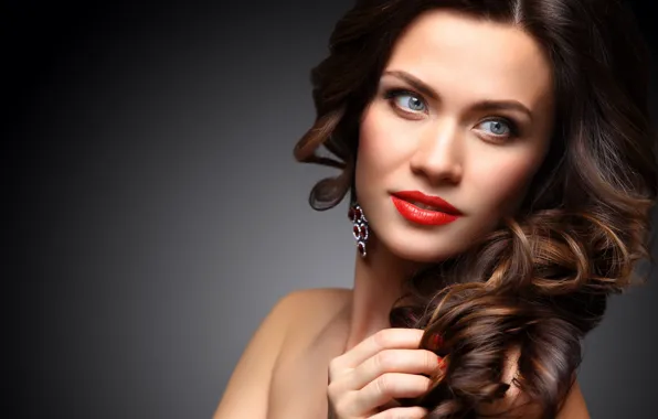 Picture look, girl, face, makeup, brunette, hairstyle, curls, OPOLJA