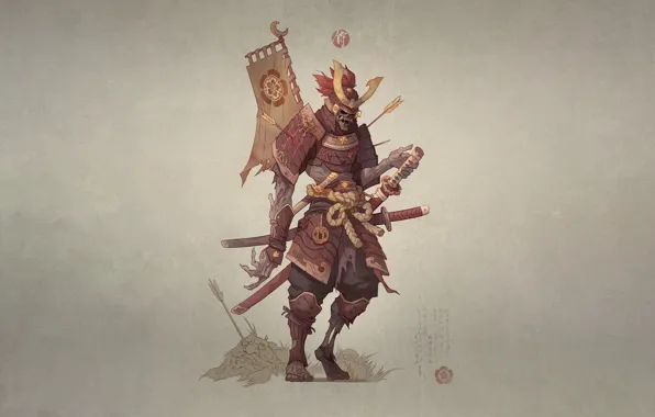 Japan, Monster, Armor, Style, Warrior, Japan, Monster, Art