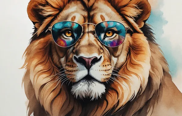 Look, face, portrait, Leo, glasses, light background, imitation painting, AI art