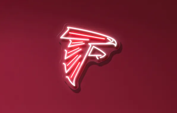 Sports, red background, Atlanta Falcons, Neon logo, American football team, NFL team