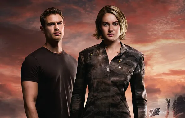 Picture background, fiction, poster, Theo James, Theo James, Shailene Woodley, Divergent, Shailene Woodley