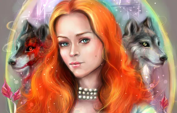 Picture look, girl, art, pearl, wolves, red, Game of thrones, A song of ice and fire