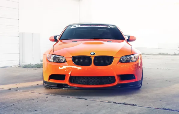 Orange, reflection, bmw, BMW, the front, orange, e92, toned