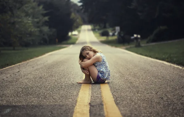 Picture road, mood, girl
