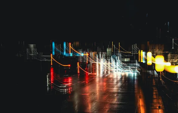 Road, Night, Street, Background, London, Bokeh, United Kingdom, Blur