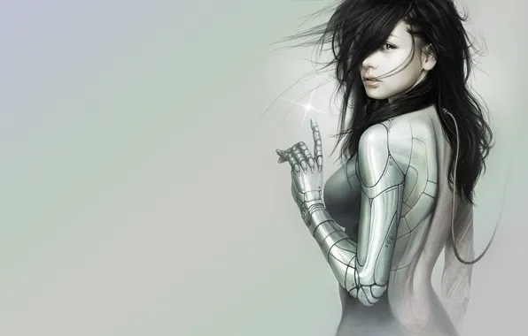 Girl, Minimalism, Style, Girl, Brunette, Fantasy, Art, Art