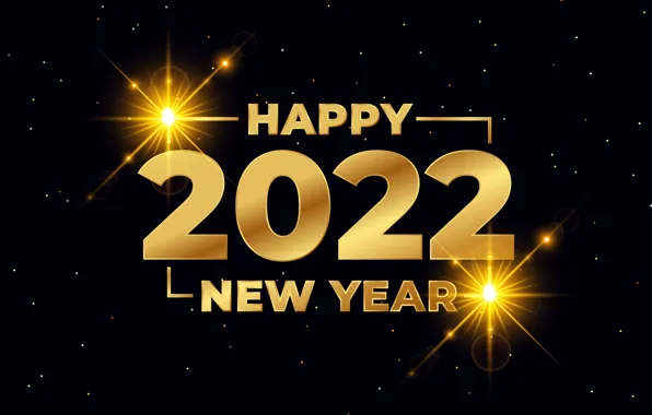 Gold, figures, New year, golden, black background, new year, happy, decoration
