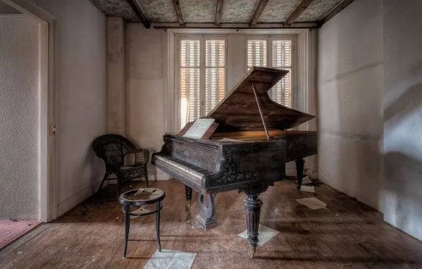 Picture music, room, piano