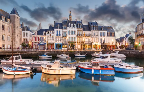 Picture France, building, boats, pier, boats, promenade, France, harbour
