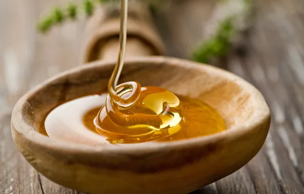 Table, honey, bowl