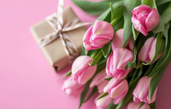 Leaves, flowers, holiday, gift, bouquet, spring, petals, tulips