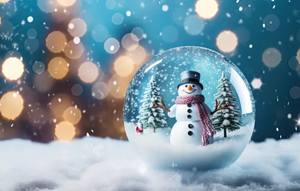 Picture winter, snow, Christmas, New year, snowman, Christmas, winter, merry