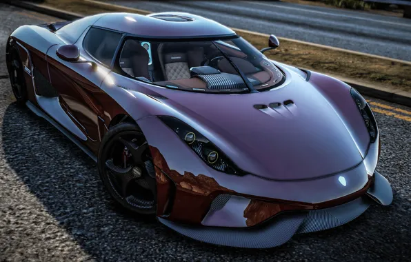 Road, supercar, Grand Theft Auto V, Koenigsegg Regera