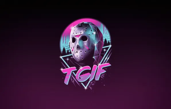 Minimalism, Jason Voorhees, Art, Neon, Jason Voorhees, Jason, Synth, Retrowave
