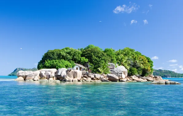 Picture landscape, nature, house, the ocean, island, Seychelles