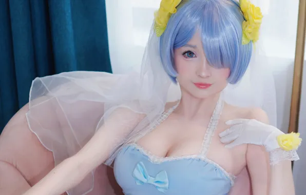 Girl, sexy, cleavage, boobs, smile, blue eyes, beautiful, short hair