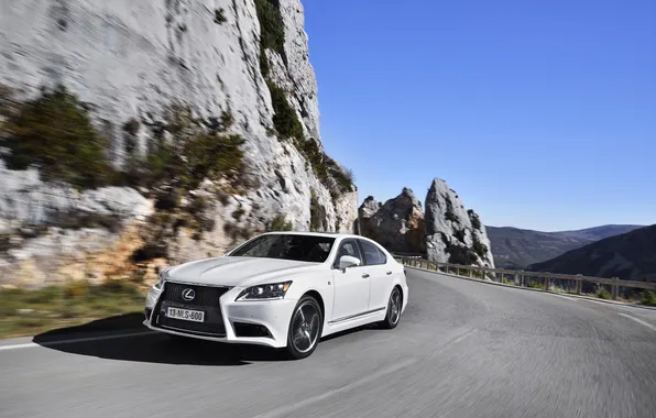 Auto, Road, White, Lexus, day, sedan, The front, LS-EU