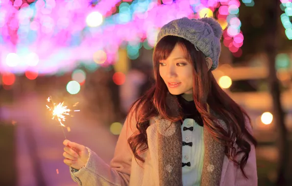Picture girl, face, background, East, Sparkler