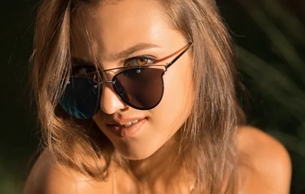 Picture look, close-up, model, portrait, makeup, glasses, hairstyle, brown hair