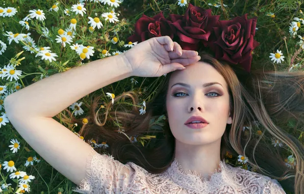 Picture girl, flowers, makeup, Tia Clifton