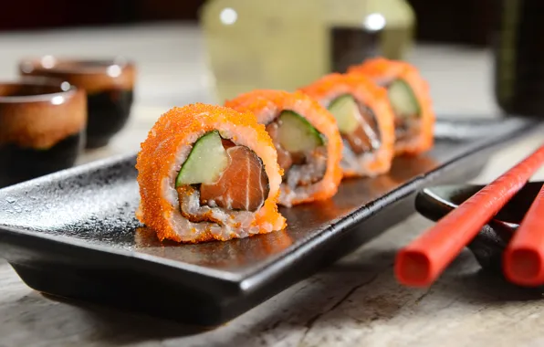 Caviar, rolls, sushi, sushi, eggs, rolls, filling, Japanese cuisine