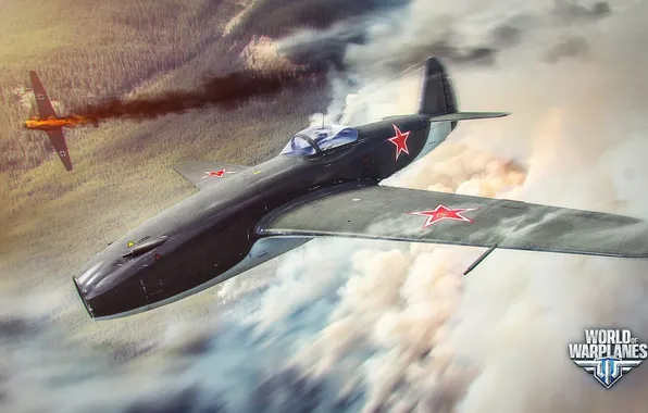 The plane, fire, smoke, aviation, air, MMO, Wargaming.net, World of Warplanes