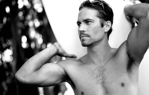 B/W, male, actor, Paul Walker, black and white, handsome, Paul Walker