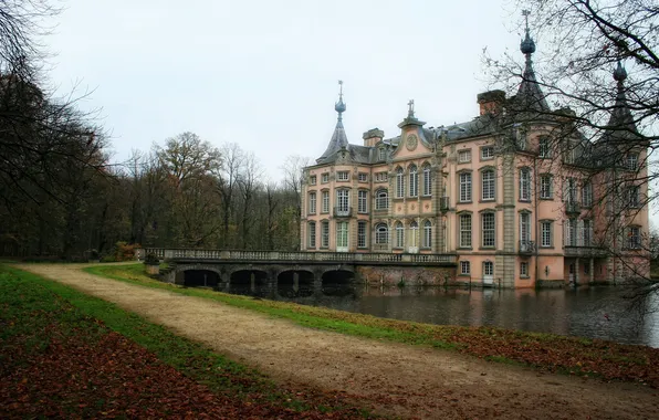 Autumn, leaves, water, trees, nature, beauty, Castle, Belgium