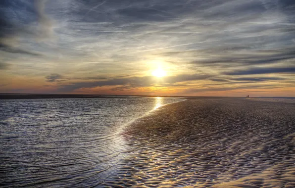 Sea, sunset, shore