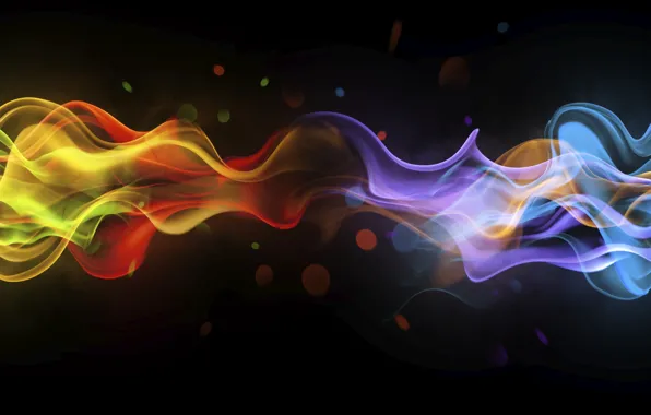 Picture abstraction, smoke, black background, colorful