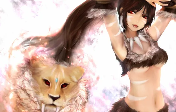 Picture girl, Leo, art, fangs, league of legends, zhang xiao bo, nidalee