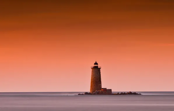Picture landscape, the ocean, dawn, lighthouse