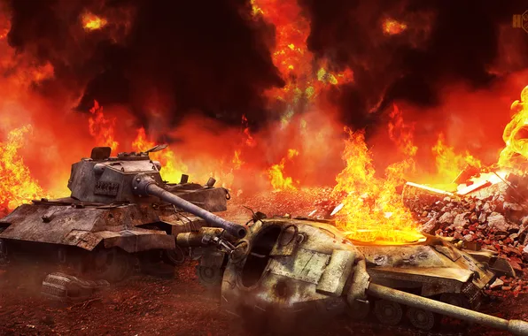 Picture fire, Germany, tank, USSR, tanks, WoT, World of Tanks, Is-4