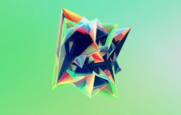 Crystal, orange, green, background, pink, dark, figure