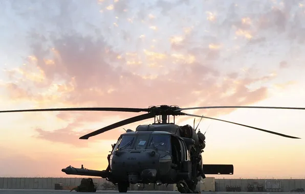 The sky, sunset, helicopter, blades, sh-60, pave hawk, hh-60g, sikorsky