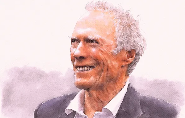 Face, smile, background, Clint Eastwood, Clint Eastwood