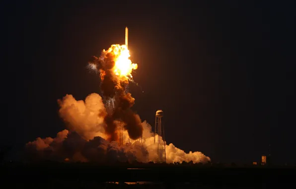 Flight, the explosion, fire, rocket, start, spaceport