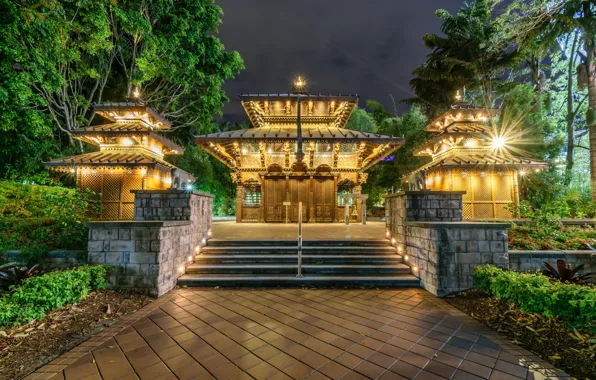 Night, Australia, temple, megapolis, Brisbane