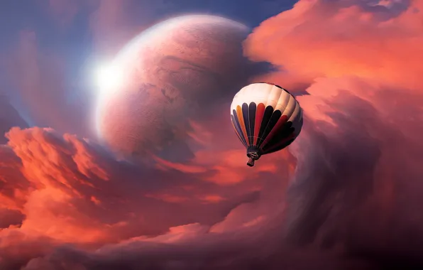 Picture the sky, clouds, balloon, planet