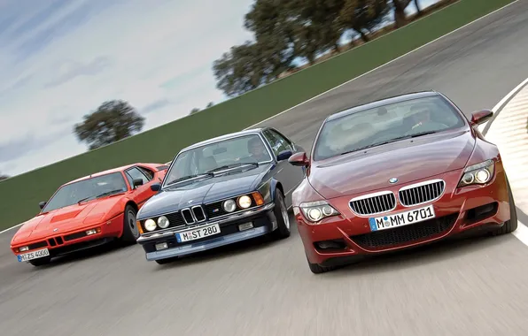Picture the sky, trees, bmw, racing track, mixed, m6 E63, M6 E24