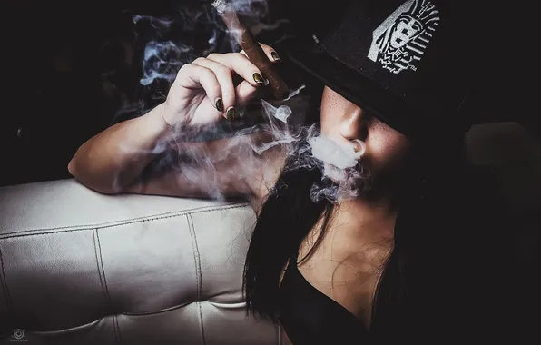 Girl, smoke, cigar, cap, girl, swag, zoom's photo