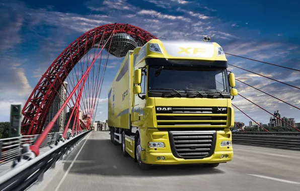 Picture Bridge, Wallpaper, Wallpapers, Truck, Tractor, DAF, The trailer, XF105