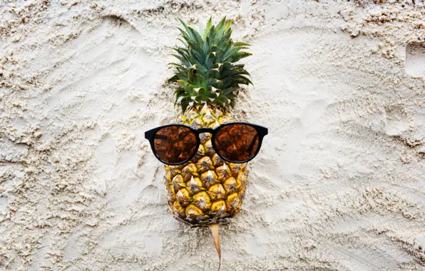 Sand, beach, summer, stay, glasses, summer, pineapple, beach