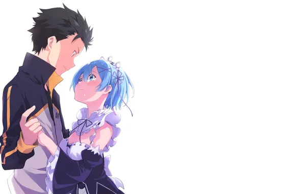 Romance, anime, art, pair, two, Subaru, Re: Zero kara hajime chip isek or Seikatsu, REM