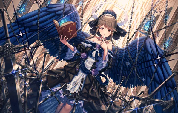 Girl, angel, crown, cells, chain, THE iDOLM@STER, IdolM@ster