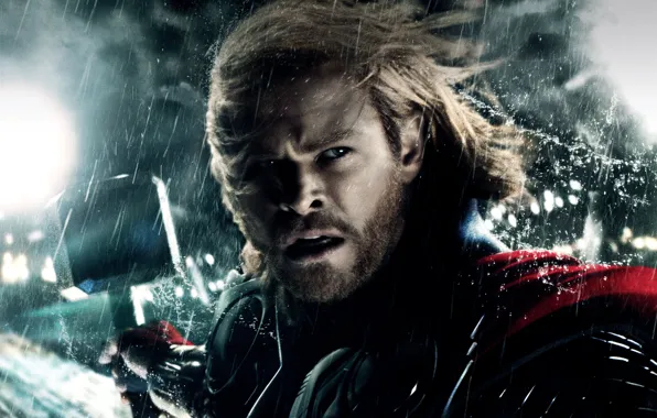 Picture light, fiction, rain, the wind, hammer, poster, comic, Thor