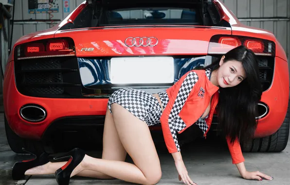 Look, sexy, model, portrait, garage, makeup, brunette, hairstyle