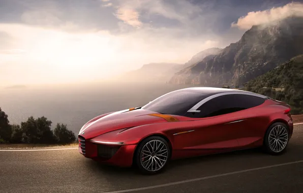Concept, Alfa Romeo, Red, Car, Gloria, Road