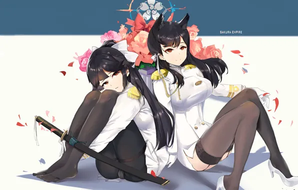 Picture girl, anime, flag, art, Azur Lane