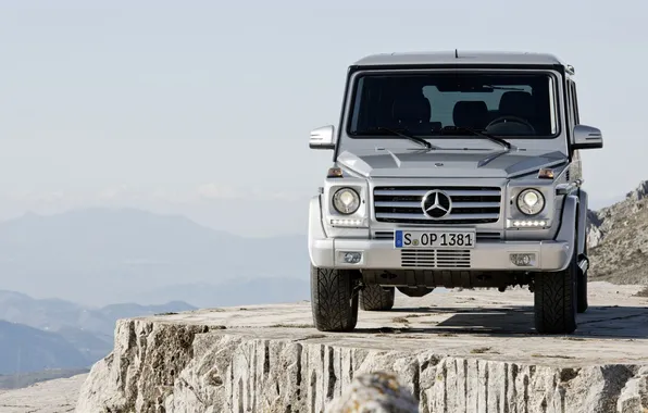 The sky, rock, Mercedes-Benz, Mercedes, jeep, SUV, the front, g